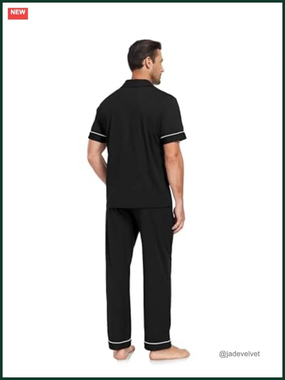 Men's 100% Cotton Pajama Set - Short Sleeve Button Down with Long Pants